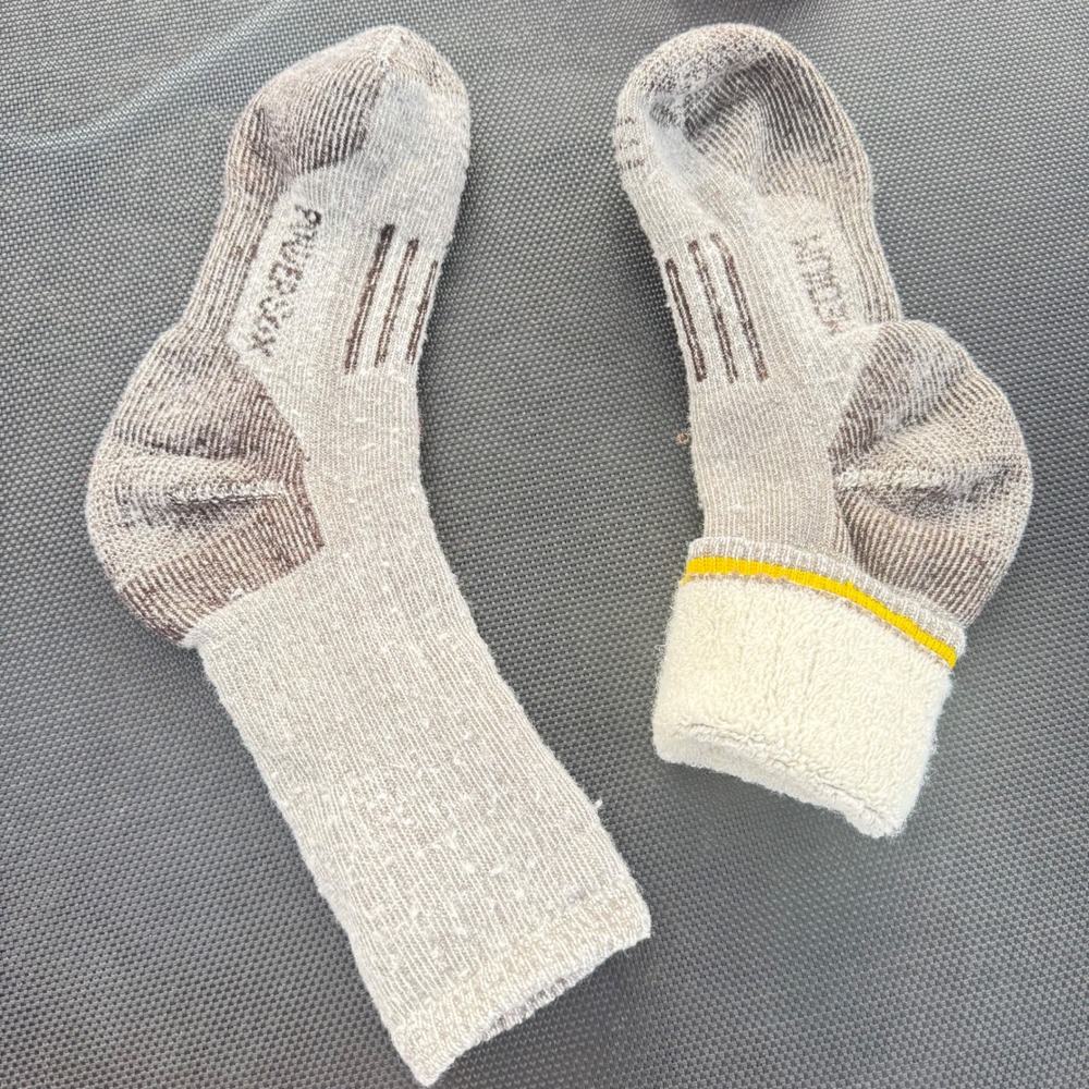 PowerSox Mens Medium Crew Socks Tan Brown Cushioned Athletic‎ Hiking Work Socks